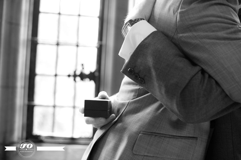 kelly & mike's wedding: groom hands rings to best man, Abbey House Hotel, barrow-in-furness