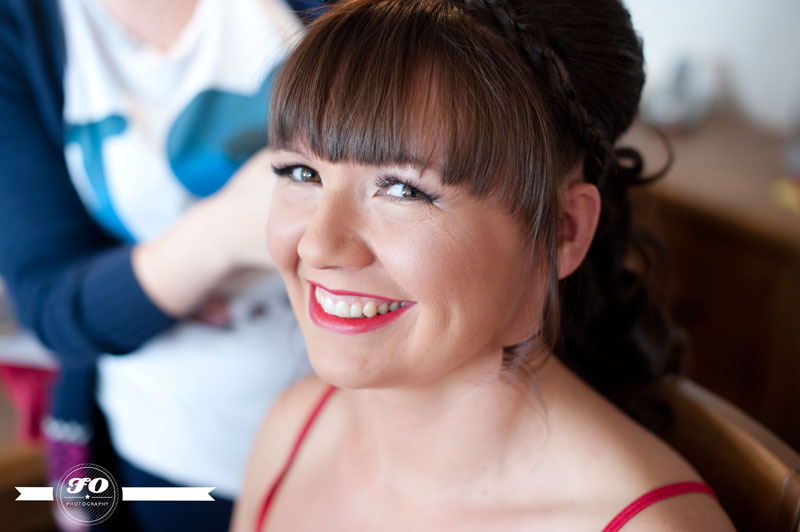 kelly & mike's wedding: bride's red lips with smile, dalton-in-furness