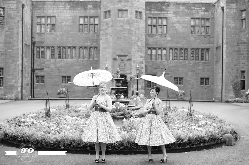 kelly & mike's wedding: 1950s dresses and parasols, abbey house hotel, barrow-in-furness