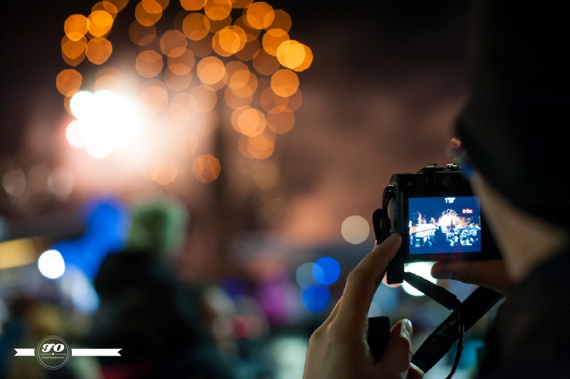 New Year's Day 2013, Edmonton, fireworks, city hall, bokeh