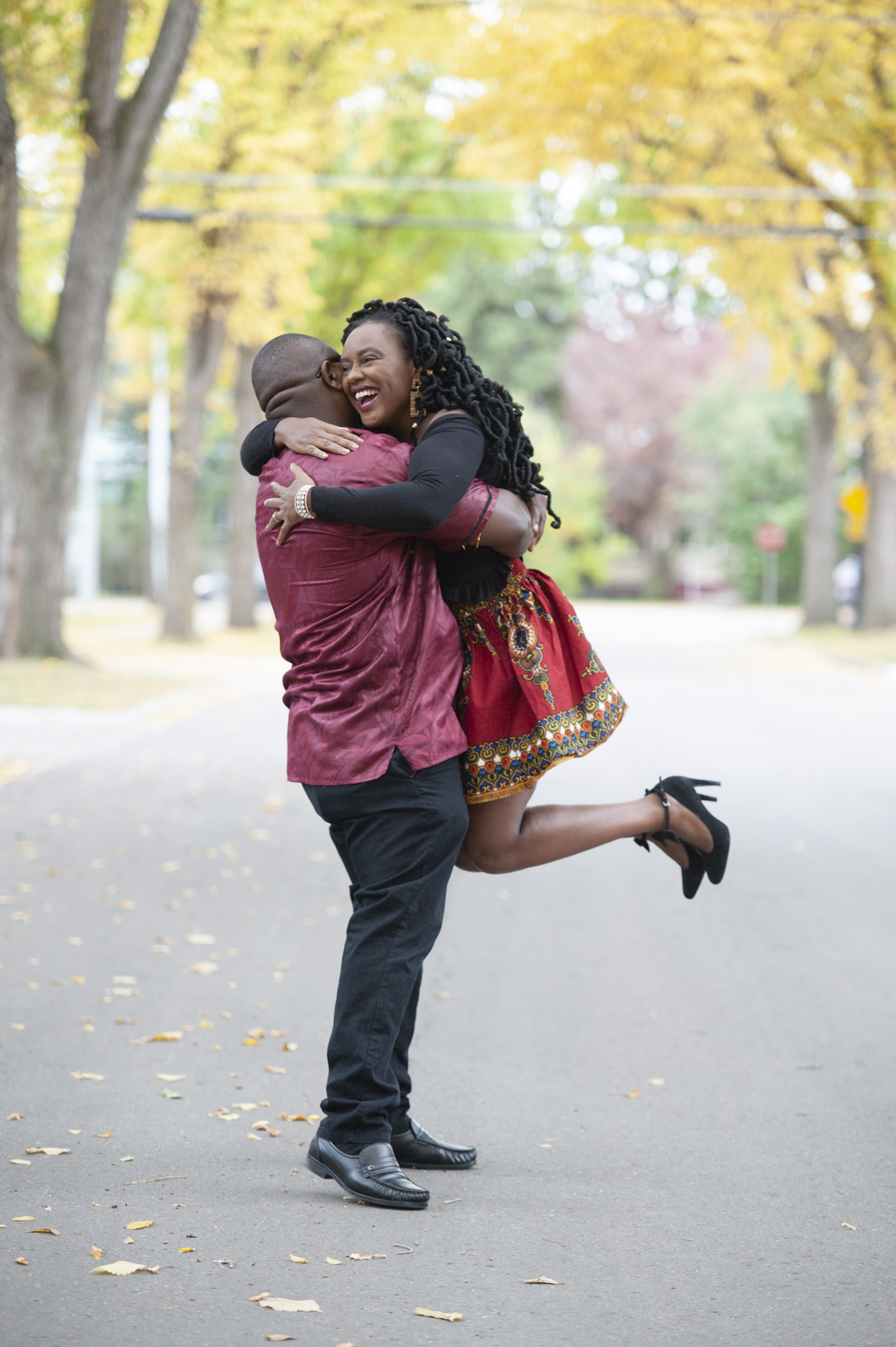 Edmonton fall engagement session, Black man and Black woman, Black Couple, Image by FO Photography